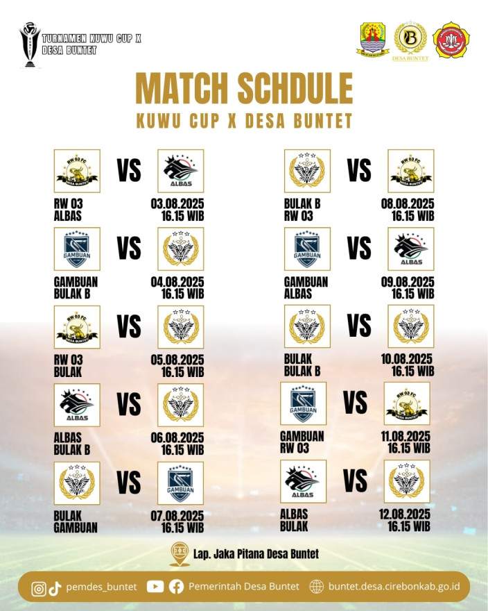 JADWAL KUWU CUP KE X 